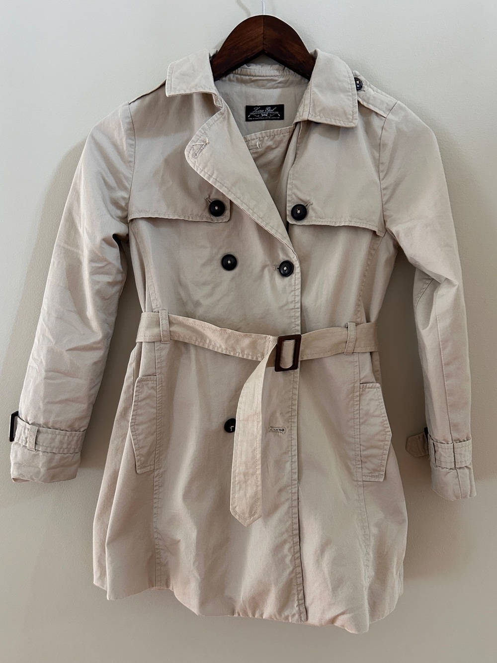 Zara Light Beige Double-Breasted Trench Coat with Belt